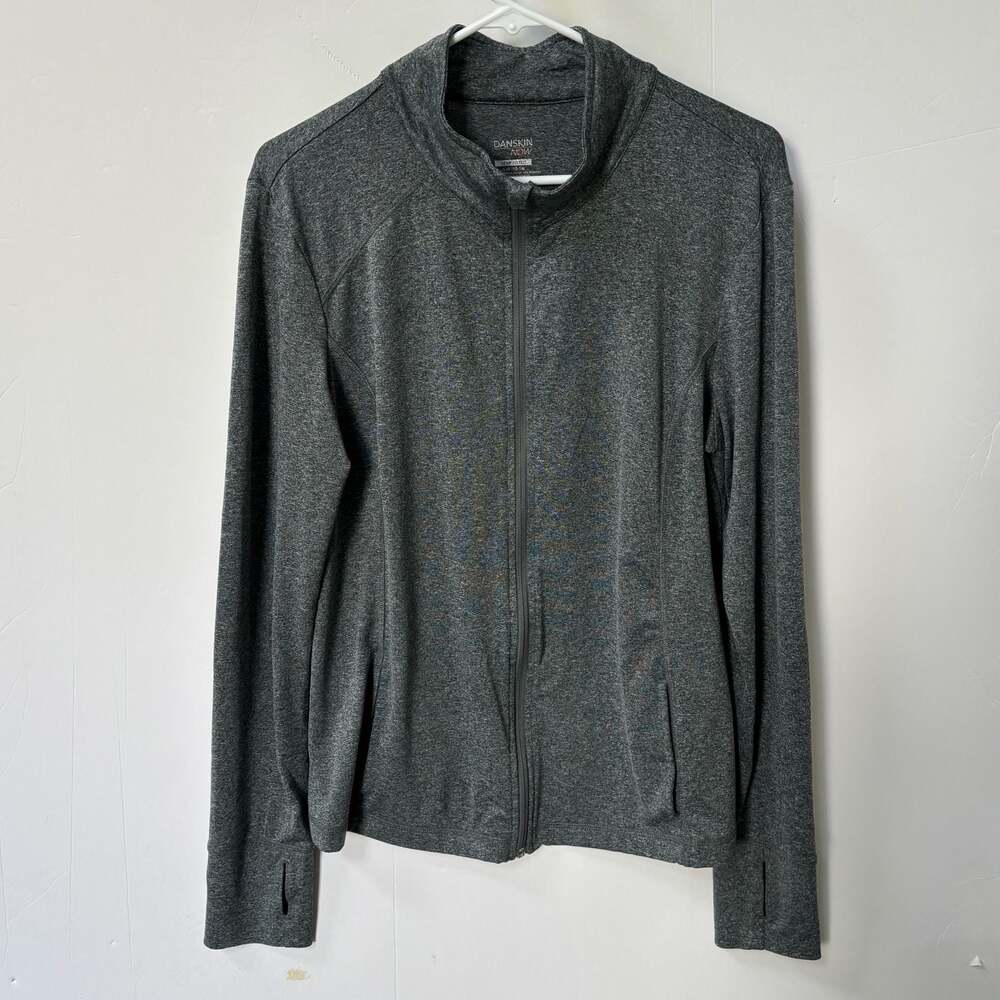 Danskin Now Dri-More Charcoal Heather Full Zip Athletic Jacket Size L (12-14)